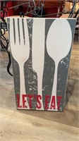 Let’s Eat wooden Red Gray Large Kitchen Picture