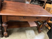 Wood desk with drawer and shelf