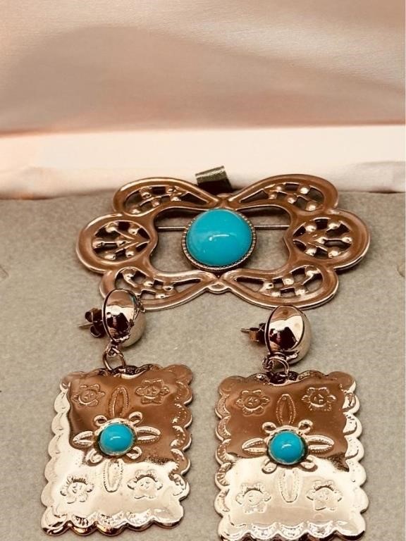 PreOwned Lg Brooch & Earring set