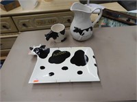 Cow, Milk Pitcher, Mug & Cookie Plate