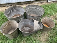 GALVANIZED TUBS & PALES WITH COAL BUCKET