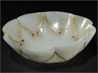 Mughal Style Jade Fluted Bowl w/ Gold & Rubies