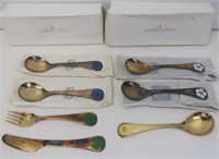 Georg Jensen four sterling enamel year spoons