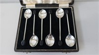 Cased sterling silver coffee spoons