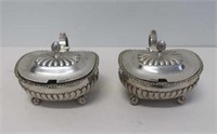 Pair antique sterling silver mustard pots