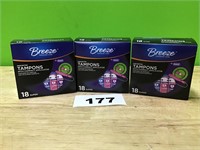Breeze Unscented Tampons lot of 3
