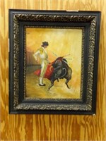 28½" X 24½" Bull Fighter Painting on Canvas