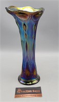 Imperial Beaded Carnival Glass Vase 10.5"