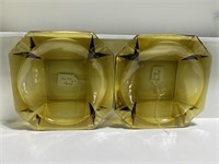 Heavy glass Amber ashtrays