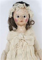 19th C. Georgian Wooden Doll w/ Long Dress