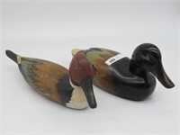 LOT OF 2 HAND PAINTED WOODEN DUCKS ALL HAND MADE