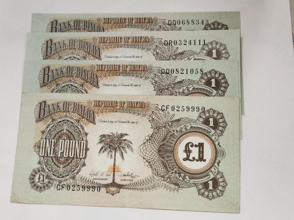 Biafra 1Pound 1968-69 x 4notes.N15