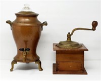 Landers, Fray & Clark Copper Urn and A Grinder