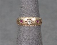 Victorian 15K Gold Diamond & Ruby Ring