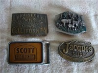 4 Belt Buckles - Scott, Jacques, Union Pac, Deer