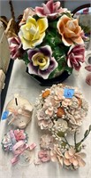 Vintage Capodimonte Glass roses bell shell floral
