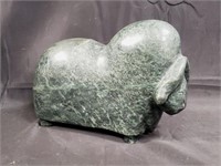 Carved green soapstone yak sculpture