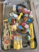 Tray Lot of Misc Vintage Toys Collectible More