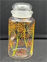 Vintage 1970s Floral Glass Canister Jar