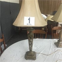 Ornate Lamp with Shade - Approx 34" Tall