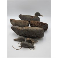 Lot Of 4 Antique Cork And Wooden Decoys