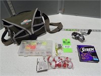 Soft side tackle pack with assorted fishing tackle