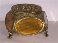 VINTAGE ORMOLU CASKET FILIGREE JEWELRY BOX