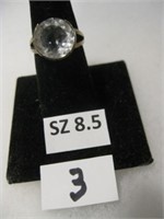 Ladies Sterling Ring, .925 with Large, Clear Ston)