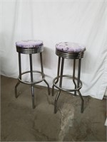 Two high standing swivel top bar stools 31 from