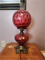 Fenton Cranberry Victorian Lamp