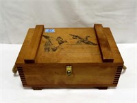 WOODEN AMMO BOX WITH DUCK DECORATION