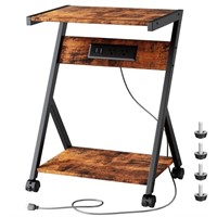 C Shaped End Table with Charging Station Side Tabl