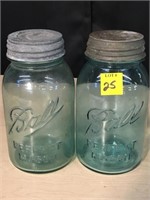 2 Green Perfect mason Ball Jars