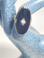 Art Deco 14k Onyx and Diamond Ring/Size 6 1/2