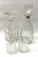 Pair of Glass Decanters & Glasses