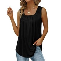 L  Sz L Fantaslook Tank Tops for Women Pleated Squ