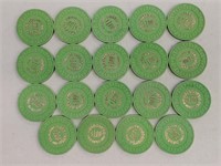 19 Green $1 Barney's Casino Chips