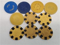 10 Vintage Casino Chips