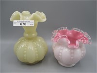 2 Fenton Beaded Melon vases