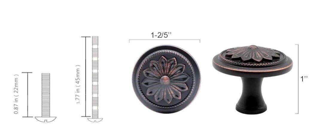 10 black drawer pulls bronze round handle