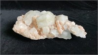 Pink Stillbite W/ Quartz Crystals - India