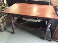 Carved leg table with drawers