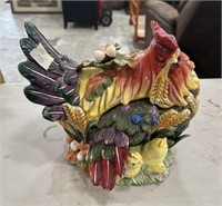 Vintage Ceramic Hand Painted Rooster Tureen