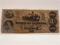 1863 State Of Florida One Dollar Note