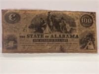 1834 State of Alabama Hundred Dollar Bill