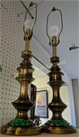 Heavy Brass Stiffel Style Table Lamps 31" Tall To