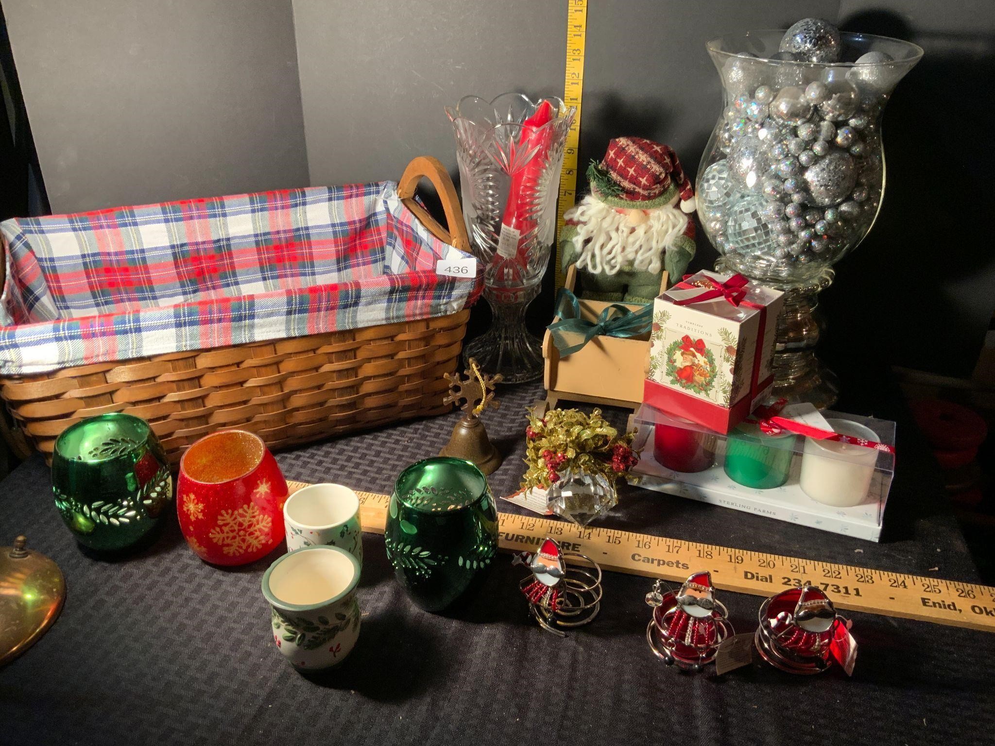 Christmas Candles & Holders Basket Santa &