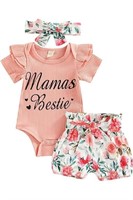 mama's bestie onesie and shorts with headband 0 -