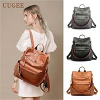 UUGEE Women's PU Leather Backpack Purse-Brown  Con
