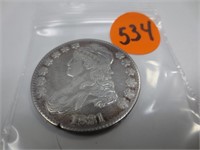 1831 Capped Bust silver half dollar, x-fine